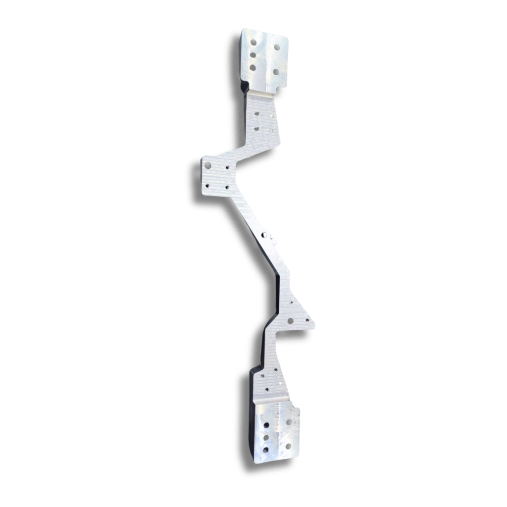 CNC-gefräste Halterung mit konturiertem Profil und mehreren Befestigungsbohrungen Einzelanfertigung