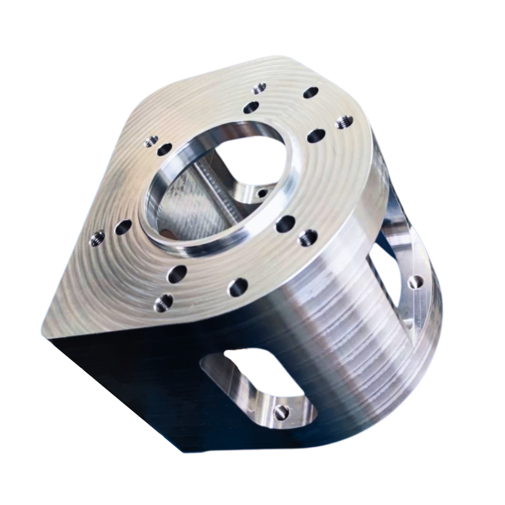 CNC-gefräster Gehäuseblock mit präzisen Bohrungen und gefrästen Taschen Einzelanfertigung