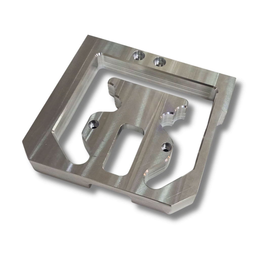 CNC-gefrästes Aluminiumteil mit mehreren Taschen, Konturen und Bohrungen Einzelanfertigung